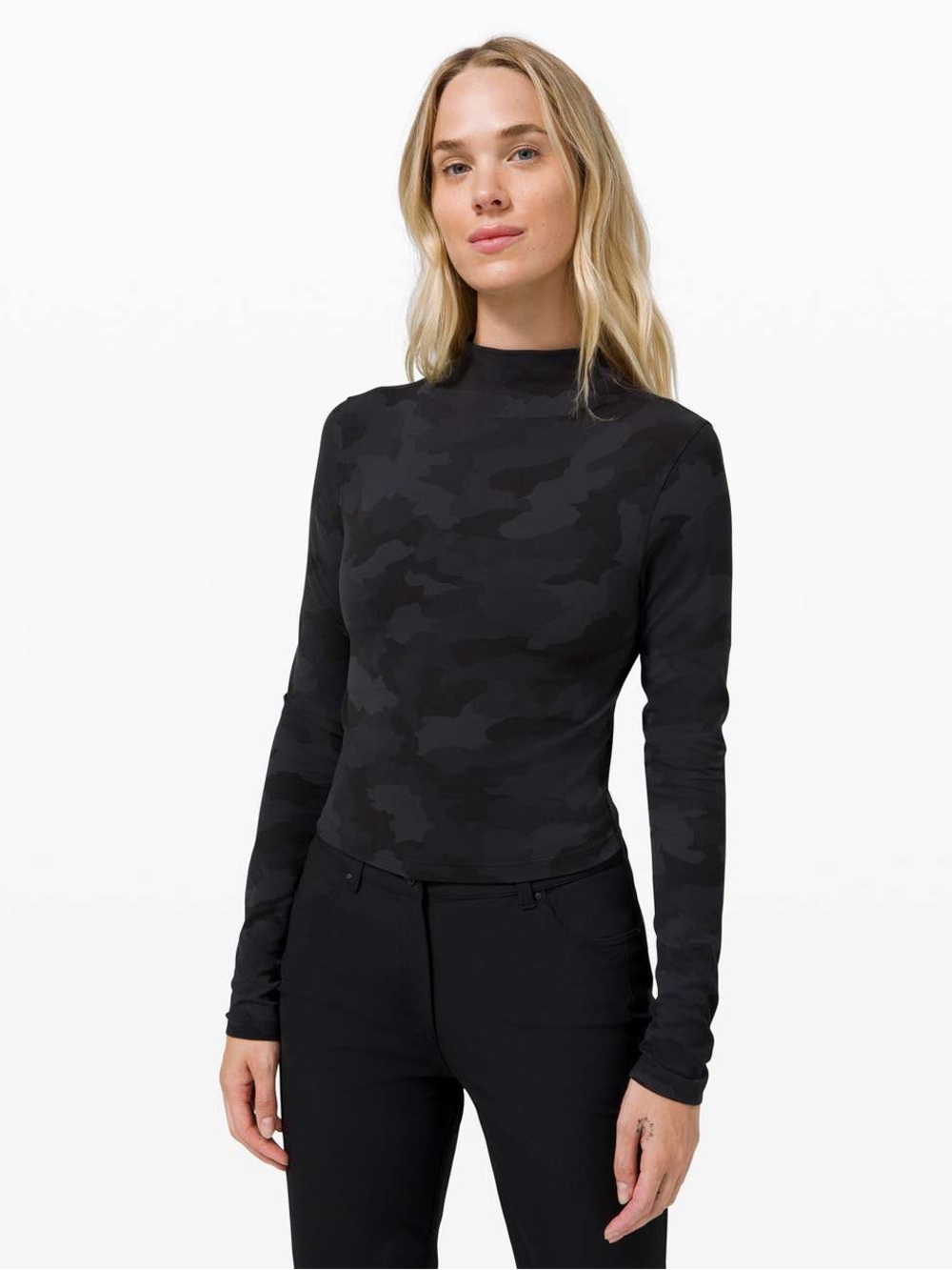 Lululemon All Aligned Mock Neck Long Sleeve Incognito Camo Multi Grey Size 8